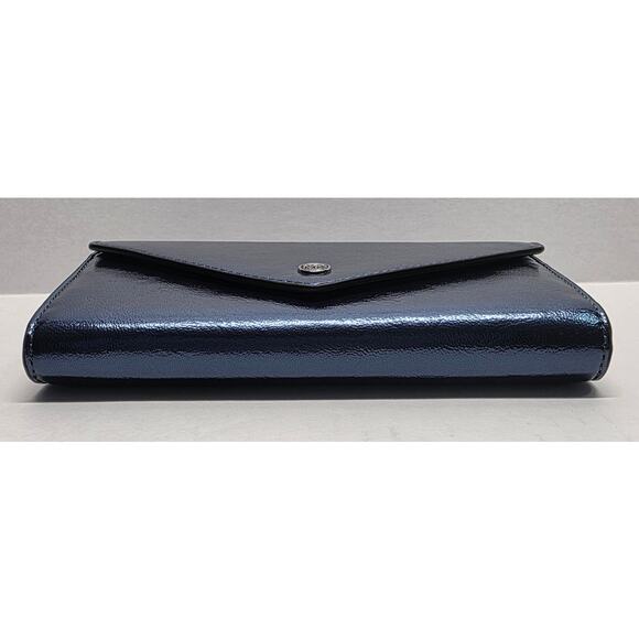 NEW Michael Kors MK Patent Teal Blue Large Envelope Jet Set Continental Wallet - Picture 6 of 12